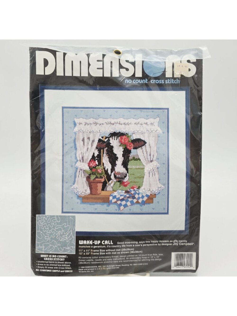 Dimensions Wake-Up Call No Count Cross Stitch Kit Cow In Window 15"x15"